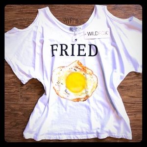 Wildfox Loves Breakfast Tee Cold Shoulder Tee